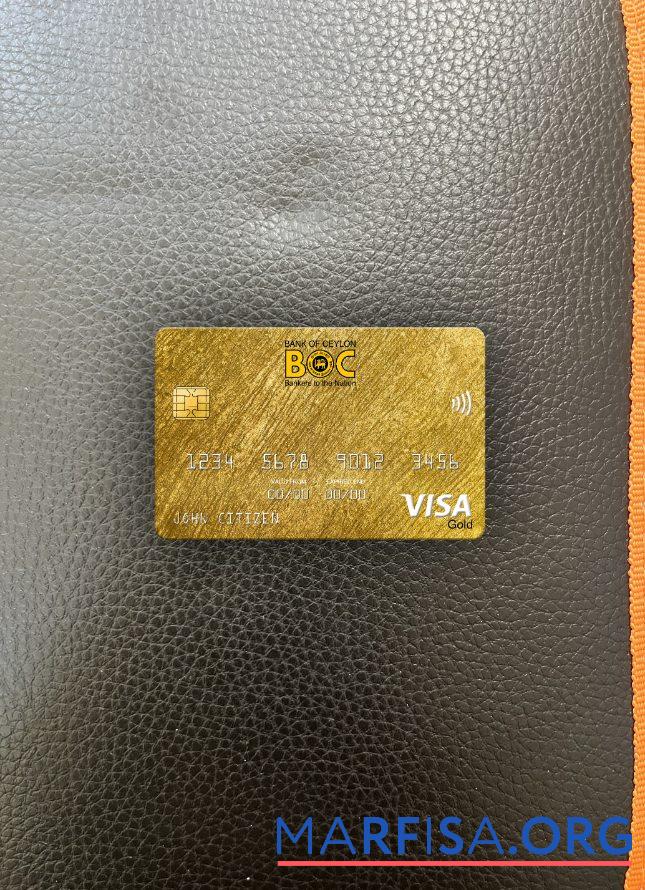 Downloadable Sri Lanka Bank of Ceylon bank visa gold card photolook front sample